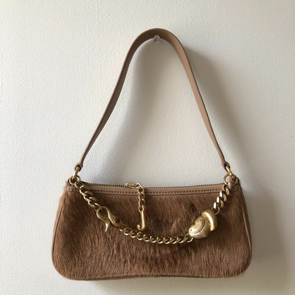 juicy couture y2k baguette shoulder bag in tan natural cowhide - Picture 3 of 5